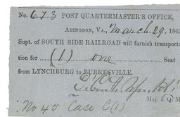 South Side Railroad Ticket