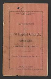 Constitution of the First Baptist Church, Harrison Street, Petersburg, Virginia