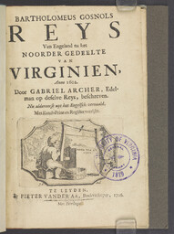 Bartholomeus Gosnols Reys Van Engeland na het Noorder Gedeelte Van Virginien, Anno 1602