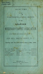 Roanoke Missionary Baptist Association Minutes