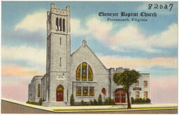 This postcard shows Portsmouth’s Ebenezer Baptist Church as it appeared around 1940. 