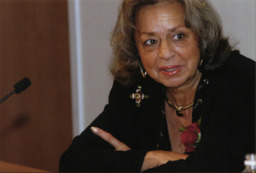 This photograph shows Vivian Pinn at a University of Virginia Event in 2007. Pinn graduated from the University of Virginia School of Medicine in 1967,  as both the only woman and the only Black person in her class. In 1982 she became the chair of the academic pathology department at Howard University, the first Black woman to chair such a department in the United States. She later became the director of the Office of Research on Women’s Health at that National Institutes of Health. 