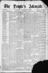 This is the front page of the very first issue of <I>The People’s Advocate,</i> published in Alexandria on April 29, 1876. The newspaper was created by and for the Black community of Alexandria, with <a href="http://www.encyclopediavirginia.org/Cromwell_John_Wesley_1846-1927">John Wesley Cromwell</a> as its editor, and Traverse Benjamin Pinn Sr. as its publisher and business manager.  