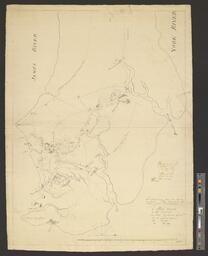 This map, which was kept in the papers of British General Henry Clinton, shows Hampton and its surrounding waterways as it looked in 1781, along with landmarks and buildings of interest. The map includes a sketch of certain private homes, and a large halfway house near the Poquoson River. The mapmaker, identified only as M.W.P., included military points of interest in its key, including a naval shipyard, and three different guard houses.  