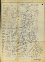 <p>This map of East Ghent, split into north and south regions, resides in the papers of Lawrence M. Cox, the executive director of the Norfolk Redevelopment and Housing Authority from 1941 to 1969. The map shows how heavily populated the neighborhood was in 1965, before being entirely razed in the 1970s. The main difference between East Ghent and West Ghent was its occupants' race, with East Ghent being almost entirely Black.</p> 