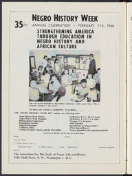 </p>This page from the Virginia Teacher’s Association (VTA) Bulletin volume 41, number 4, published in January of 1960, advertises a “history kit” for the thirty-fifth annual celebration of Negro History Week.</p>