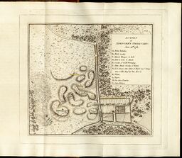 <p>This hand-colored map shows the locations of troops near Spencer’s Ordinary, a tavern near Williamsburg, where Patriot forces under the command of the Marquis de Lafayette surprised Hessian troops and members of the Queen’s Rangers on June 26, 1781. This map, apparently “taken on the spot by G. Spencer,” a lieutenant of the Queen’s Rangers, was published in British commander John Graves Simcoe’s 1787 <em>Journal of the Operations of the Queen's Rangers</em>.</p>