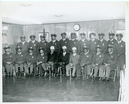 <p>Members of the Hunton Life Saving and First Aid Crew, an early emergency medical team based in Roanoke, pose in uniform for a group photograph.</p>