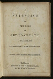 A Narrative of the Life of Rev. Noah Davis, a Colored Man.