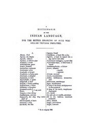 A Dictionarie of the Indian Language, for the Better Enabling of Such Who Shalbe Thither Ymployed