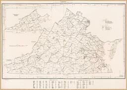 This map of Virginia, created by the Bureau of the Census in 1970, is entitled "Virginia; Independent Cities; County Subdivisions—Magisterial Districts and Places." The line symbols indicate the difference between a county, a minor civil division, an incorporated or unincorporated place, and a place in which fewer than 2,500 inhabitants live. The map also gives population information, as the mapmakers used different fonts to indicate population size. 