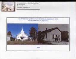 An Inventory of Significant African American Sites: Culpepper County, Virginia