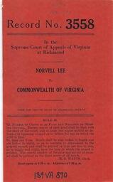 <em>Norvell Lee v. Commonwealth of Virginia</em>